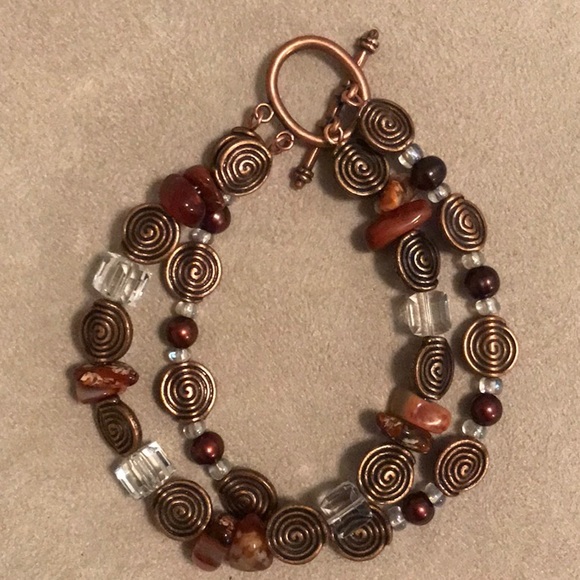 Swarovski Jewelry - Swarovski Crystal NEW ARTISAN MADE Cranberry Pearl 8” Plus Bracelet